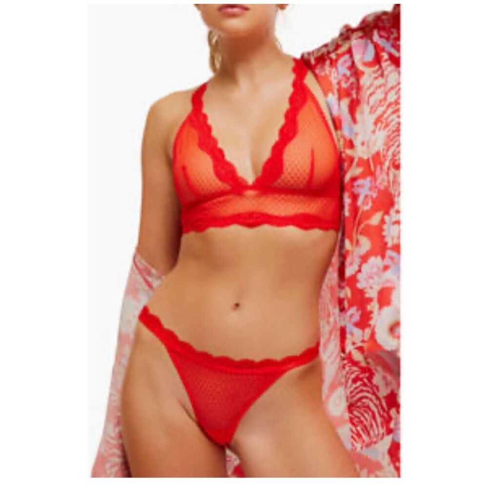 Intimately Free People NWT Midweek Longline Red Bra & Bottoms Set Size M